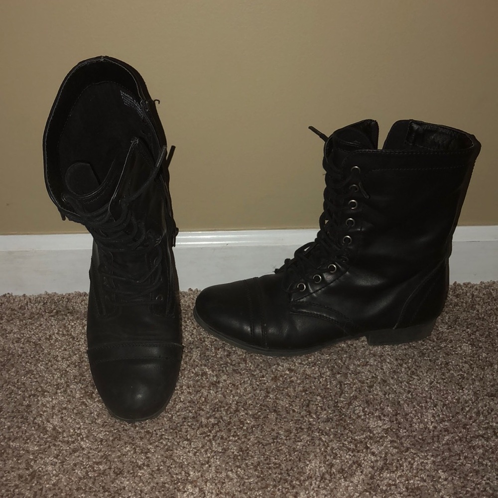 Black combat boots